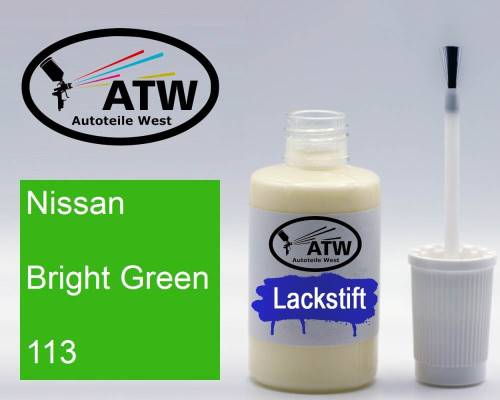 Nissan, Bright Green, 113: 20ml Lackstift, von ATW Autoteile West.